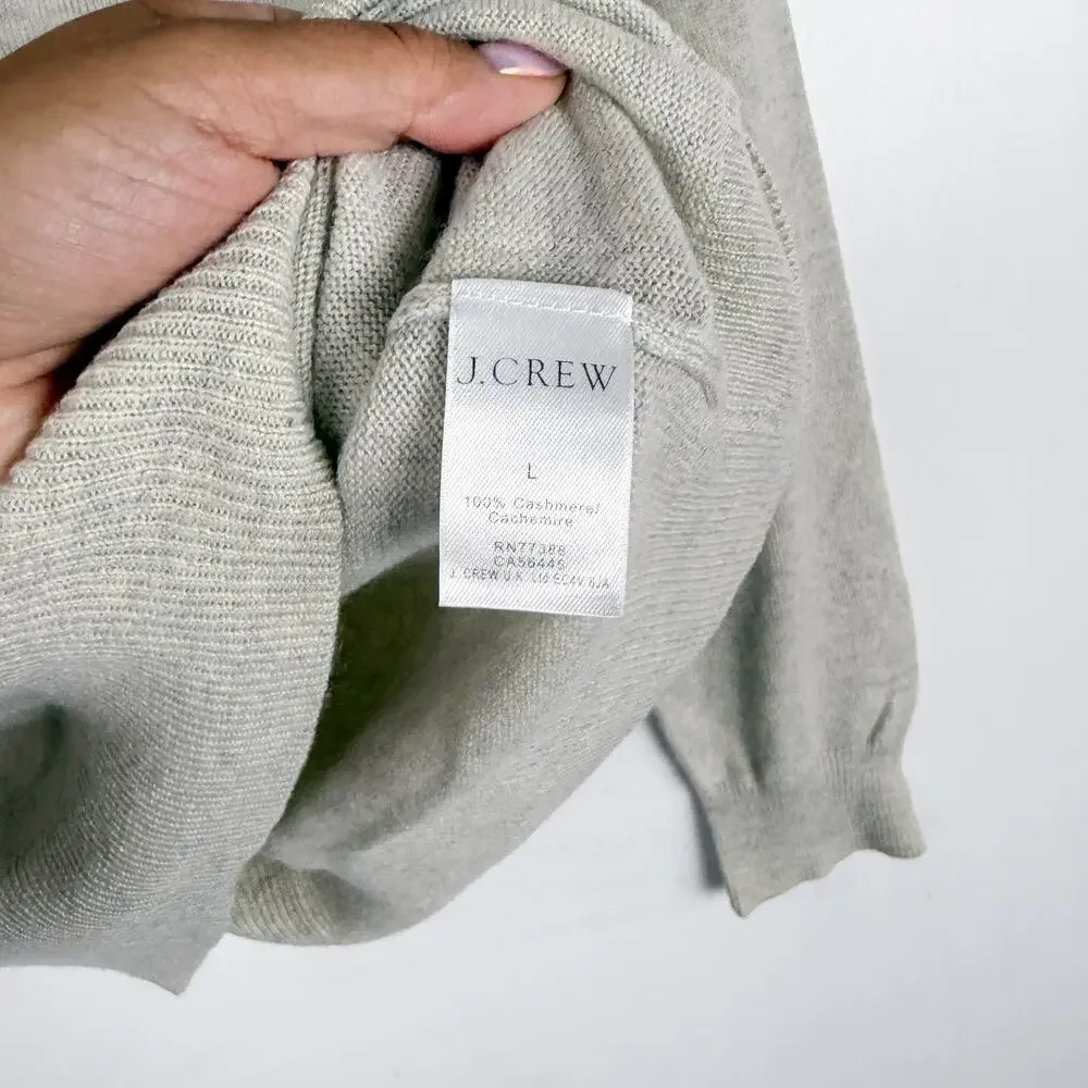 J.Crew Mens Italian Cashmere Crewneck Sweater Gray Cream - L
